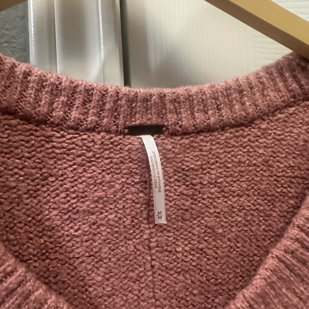 Free people brookside tunic scoop neck sweater NWT mauve rose size medium - Picture 4 of 5